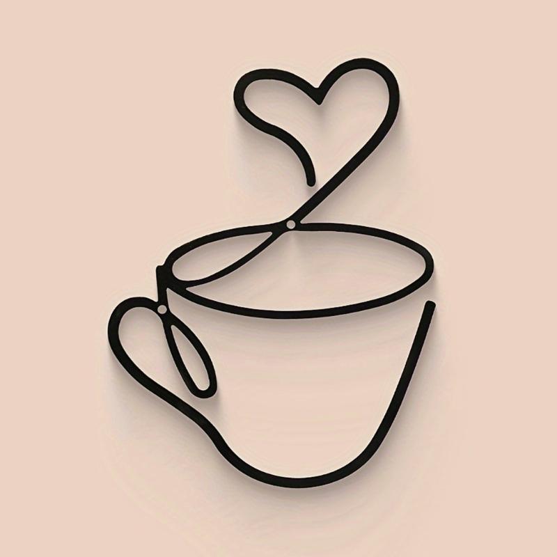 Creative Coffee Theme Wall Hanging Decors Metal Wire Wall Art Ornament Coffee Shop Decoration Home Interior Accessories