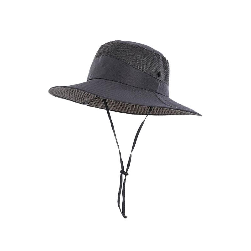 Quick Drying Summer Men'S Bucket Hat Outdoor Uv Protection Wide Border Panama Safari Hunting Hiking Hat Mesh Fisherman'S Hat