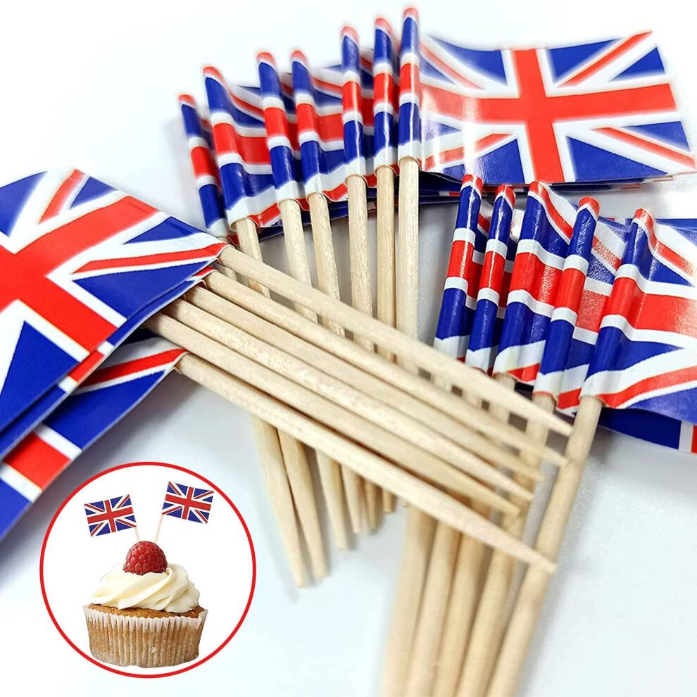Distinctive Design United Kingdom Flag, Eco-Friendly Paper Flag Wood Toothpick Double-Sided Printing For Vibrant World Cup Decorations, Country Picks
