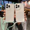 Clear Strap Case For iPhone 17 16 15 13 12 11 14 Pro Max Mini XR X XS Max Plus Air Crossbody Lanyard Cord Plastic Acrylic Cover