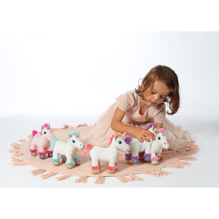 Peluche - peluche lica bella sonore, blanche et rose 22 cm