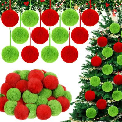 12/24 ks Vánoční dekorace 6cm Plyšová vánoční koule Ozdoba na vánoční stromek pro domácí dekoraci Navidad Novoroční dárek 2026 Doplňky
