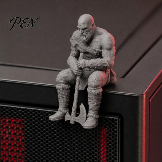 Battle Suit Figure 3D Printed Warrior Statue, Nordic Mythology Figurine with Desk Decor Weapon, Collectible Ornament for Home Office Decoration