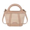 Casual fashion portable bucket bag women's summer new straw shoulder bag texture splicing messenger bag