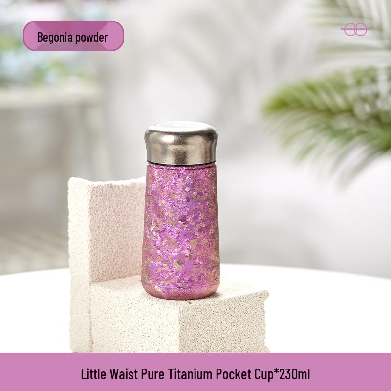 Pure Titanium Slim Waist Insulated Tumbler - Compact Tea & Water Separation Cup
