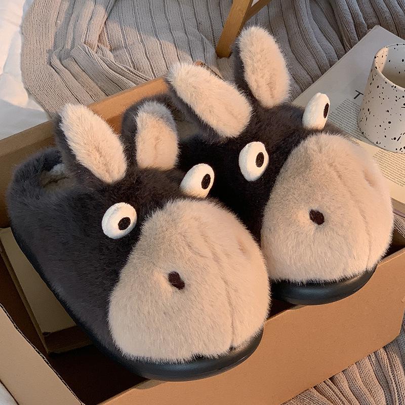 

Dudu Rabbit Cotton Slippers: Non-Slip, Fully Enclosed Heel, Warm Fur, Winter Shoes for Couples. 42-43 темно-синього кольору