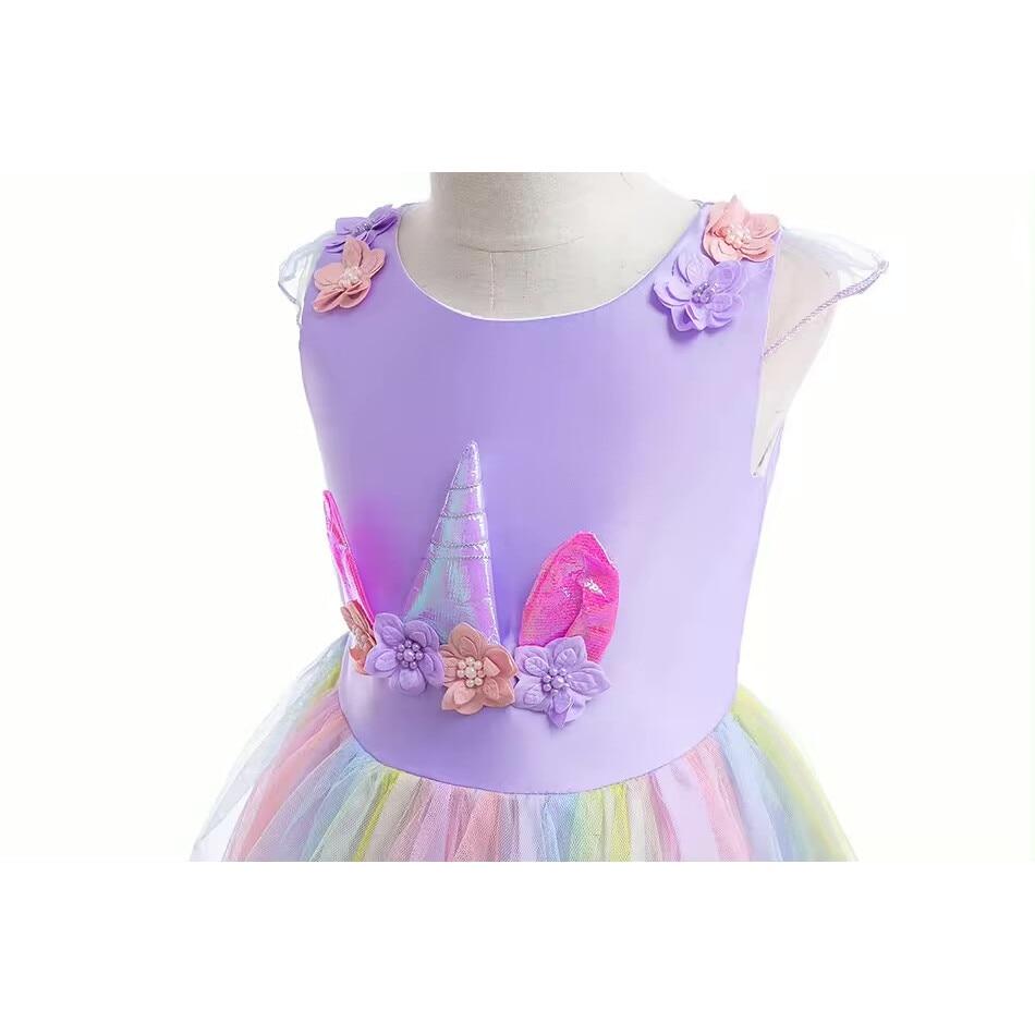 Unicorn for Girls Set with Headband and Necklace Premium Fabric 3-4 Years 110 cm Purple