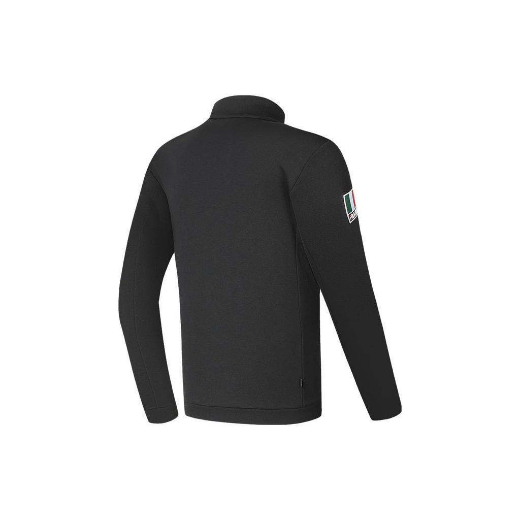 FILA Letter Logo Printed Stand Collar Ski Knit Jacket Men Jacket Deep-Black A11M346502F-BK