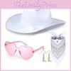 Pink Denim Hat And Accessories Kit With Earrings And Heart Glasses For Festive Parties