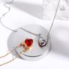 European & American Zircon Heart Pendant Necklace, Stainless Steel, Scarlet Witch Design