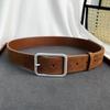 Korean Faux Suede Women's Belt with Silver Square Buckle for Casual and Wide Pants