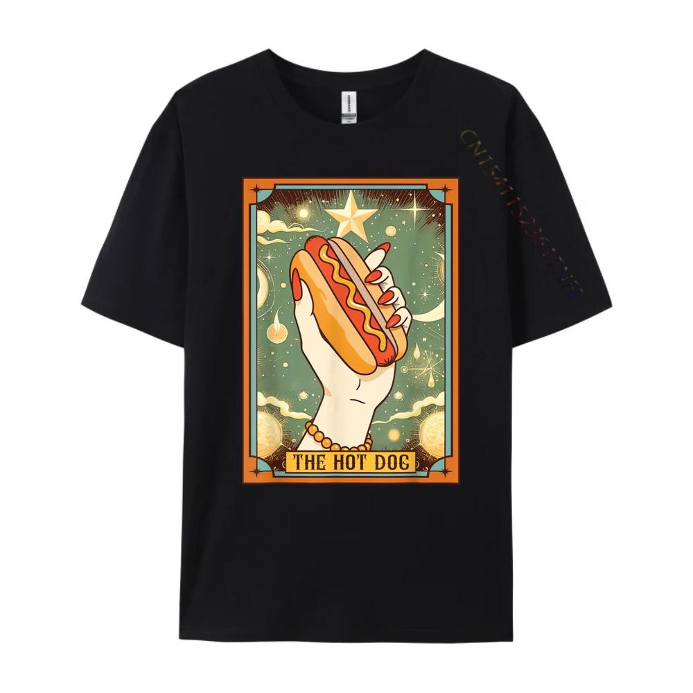 Hot Dog Bun Lover Foodie Food Lover The Hot Dog Tarot Card Camisetas Durable and Wearresistant Vintage T Shirts Party