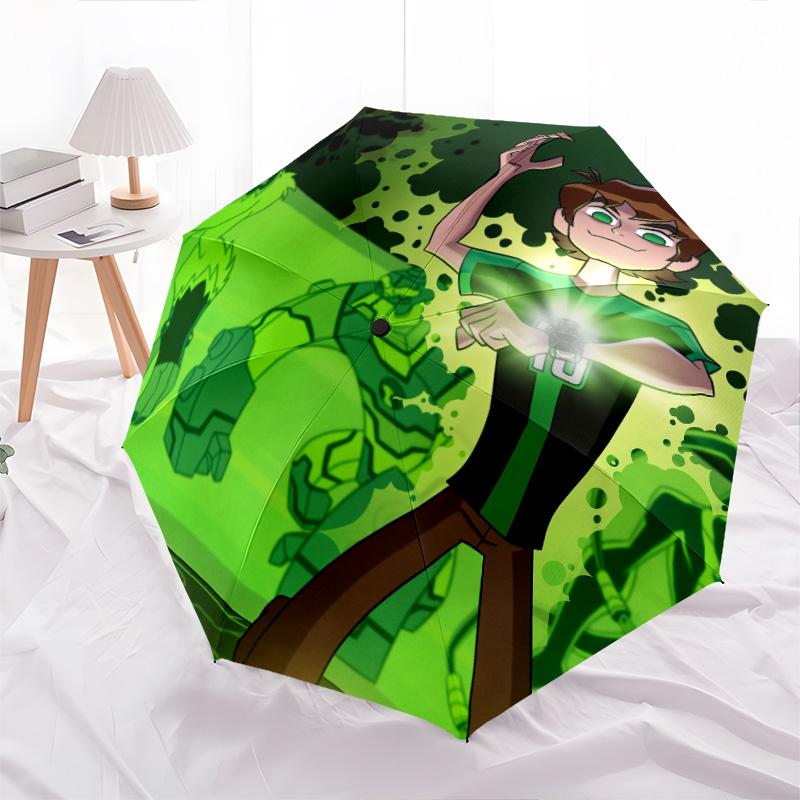 Ben 10  pattern, automatic folding umbrella, portable and foldable design, 8 ribs, a Christmas or birthday gift.