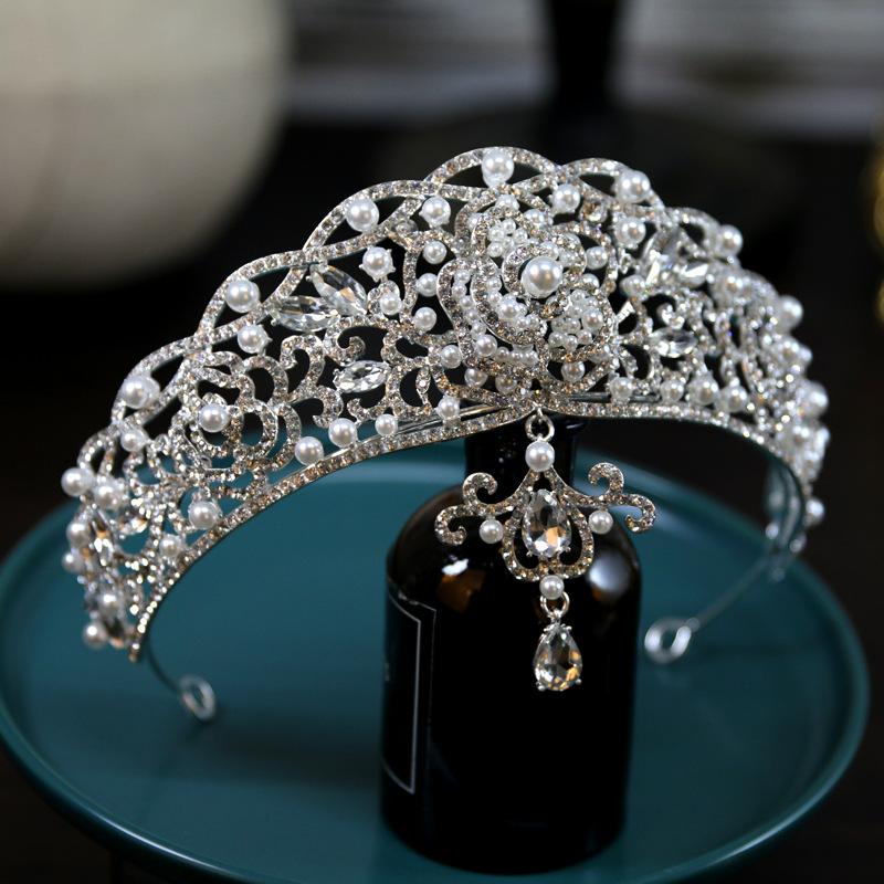 

European Style New Baroque Bridal Crown Headdress Luxury Rose Birthday Crown Retro Knot Wedding Accessories