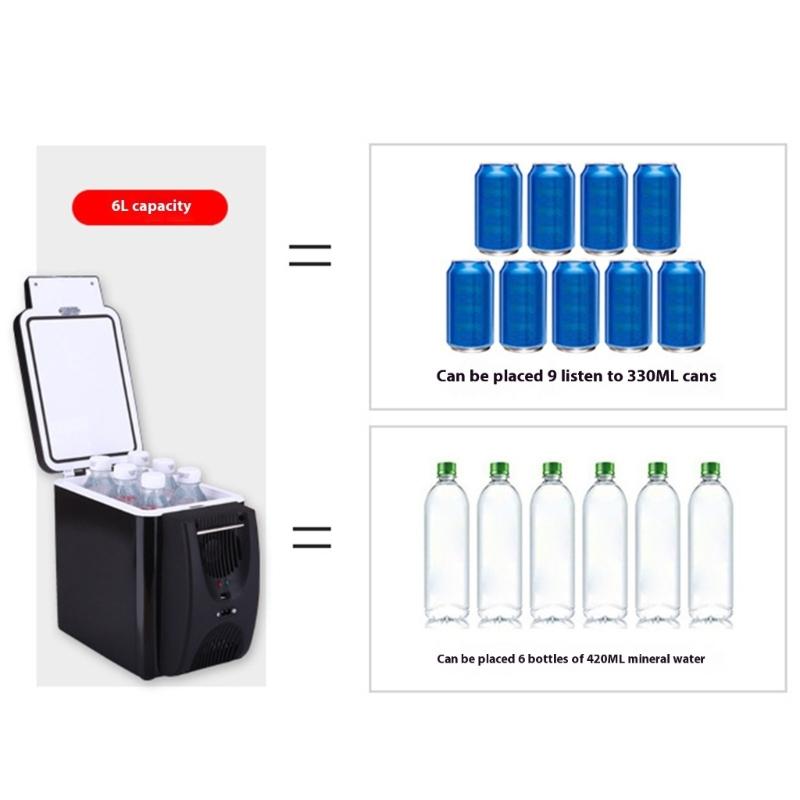 6L Refrigerator,Electric Cabinet & Warmer Portable Freezer DC12V AC220V for Camping, Travel, Truck