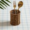Portacannesucchi in finta rattan retrò - Cestino portaoggetti per utensili da cucina - Porta coltelli e forchette da tavolo per ristorante
