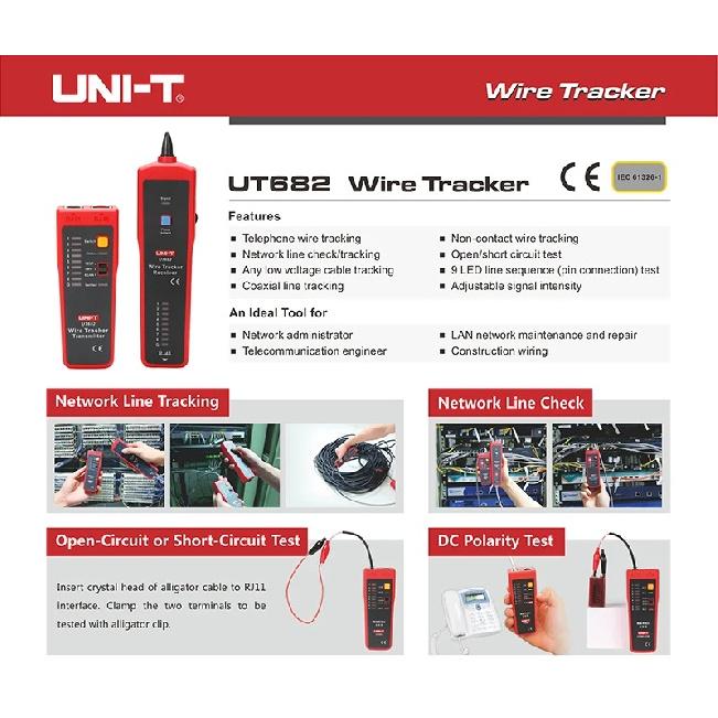 UNI-T UT682 UT682D Network Wire Tester Tracker RJ11 RJ45 Wire Line Finder Handheld Cable Testing Tool For Network Maintenanc
