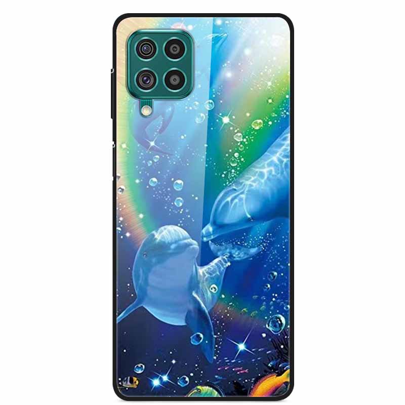 For Samsung M32 Case Tempered Glass Hard Back Cover Case For Samsung Galaxy A12 A22 M32 Phone Case Cover M 32 A 22 Funda Coque