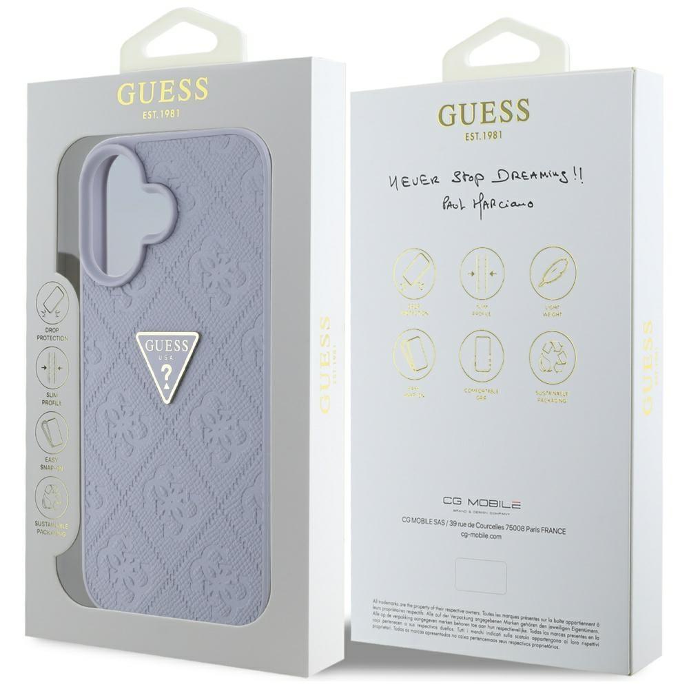 Hülle für iPhone 16 Guess Metall Logo Lila