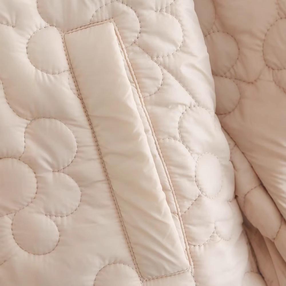 Women's Lightweight Floral Print Cotton Jacket with Stand-up Collar - Autumn/Winter Fashion Style.