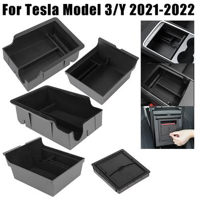 Stylizacja Samochodu Konsola Środkowa Podłokietnik Ukryty Schowek Dla Tesla Model 3/Y 2021-2022 Pudełko Do Przechowywania Akcesoria Wewnętrzne Tacka Flokowanie