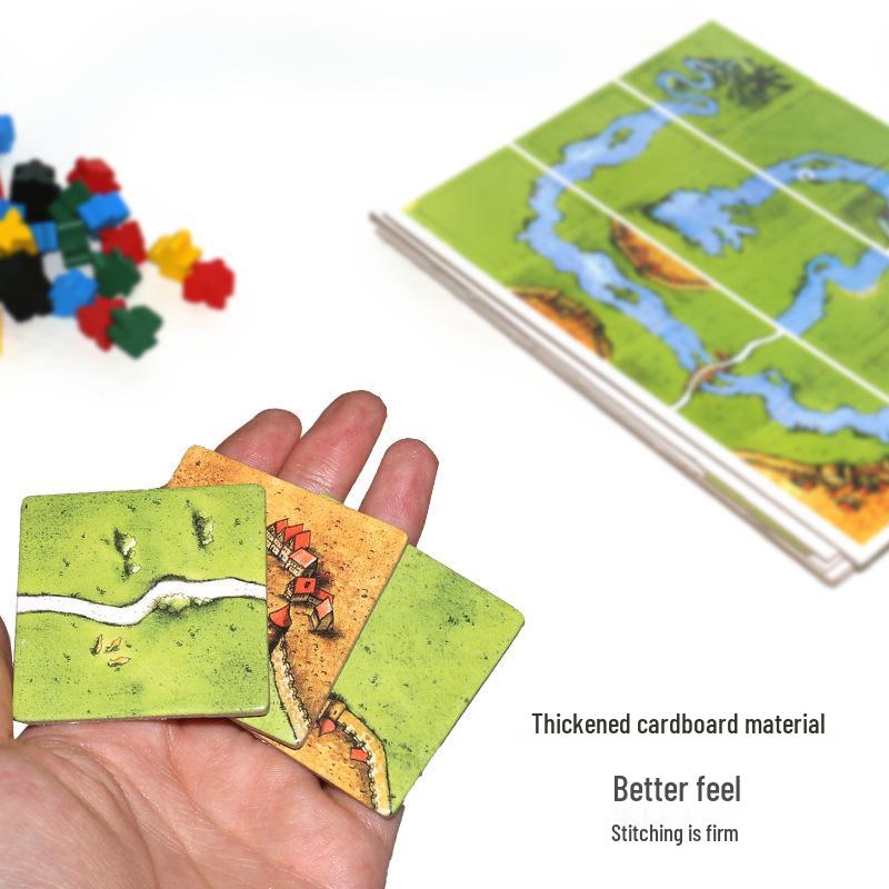 Carcassonne Tabletop Game - Chinese Version with River Expansion, Thick Board, & Wooden Components