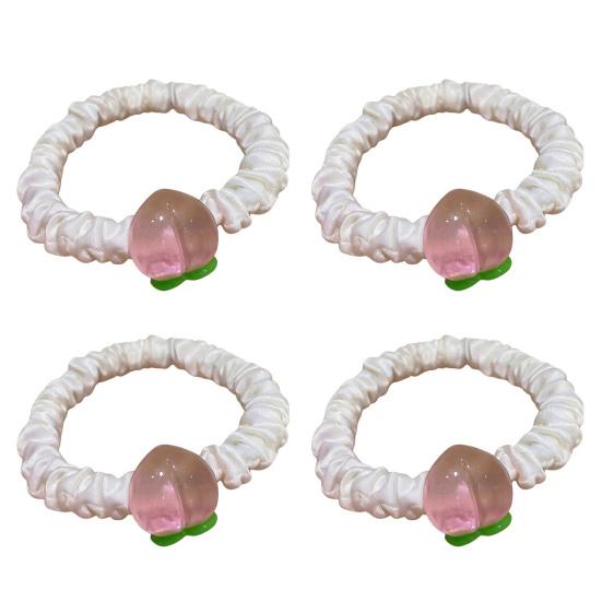 4Pcs Girl Hair Ropes Cartoon Decoration Macaron Color High Elasticity Hair Bands High Elasticity No Hair Damage Ponytail Holder G