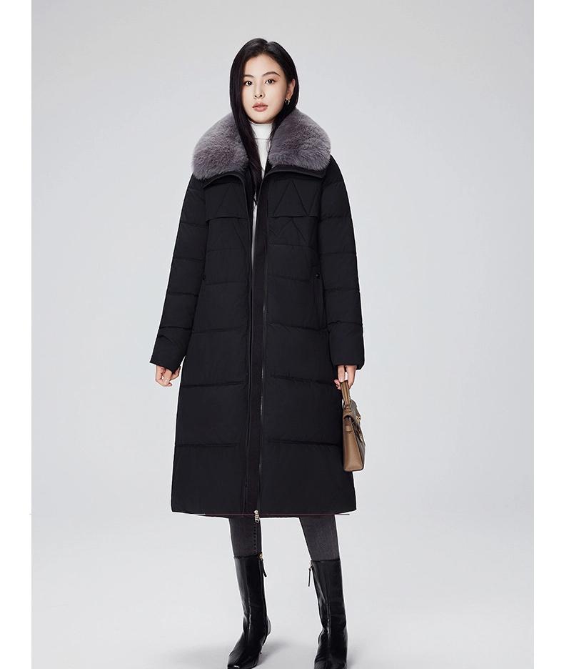 Women’s Long Fur Lapel Windproof Thicken Warm Winter Jacket