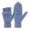 Winter Knitted Fingerless Gloves Knit Convertible Mittens with Flip Cover Men Women Warm Mittens for Typing Driving Stocking Stuffers Gifts