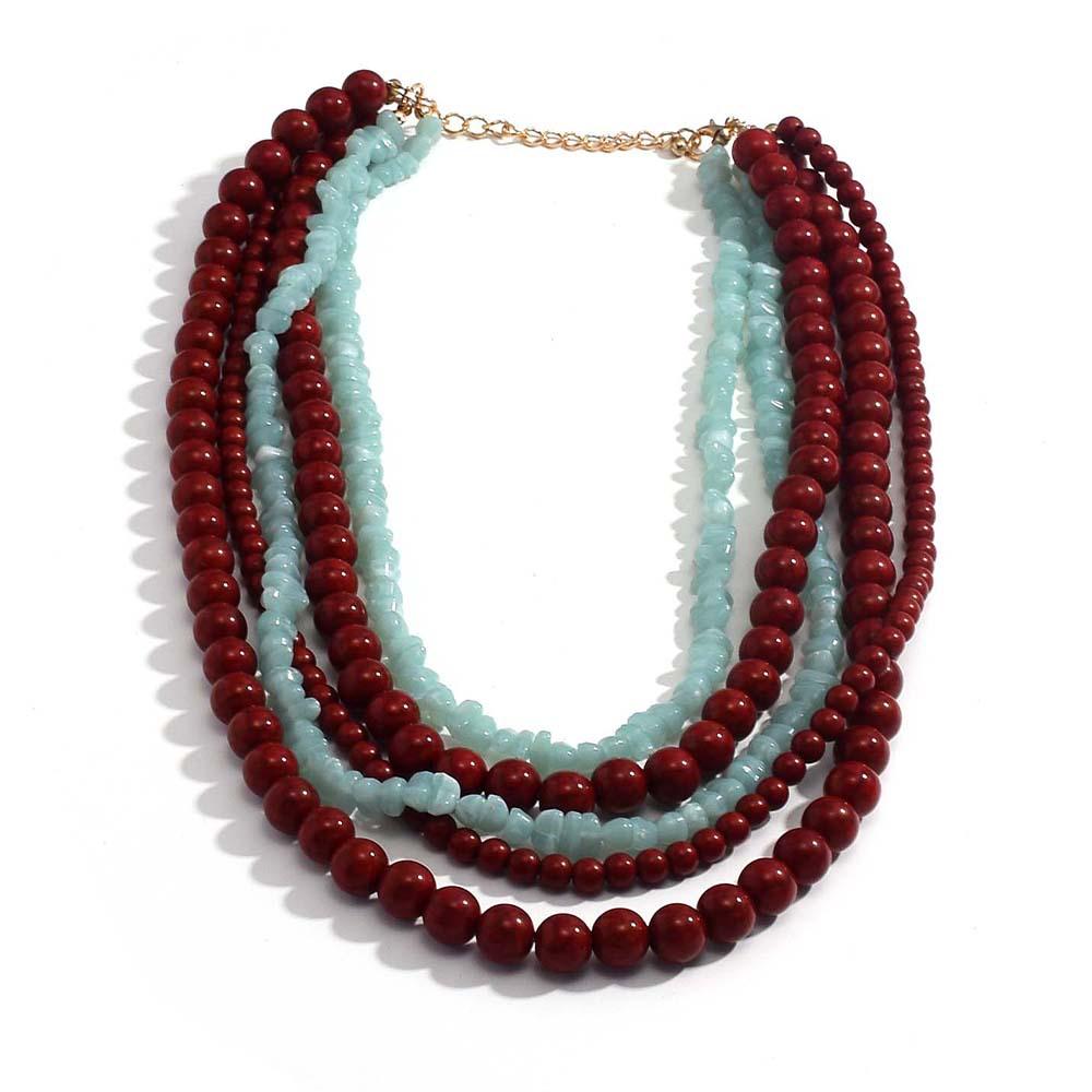 Handmade European Multi-Layer Rice Bead Necklace: Retro Exotic Beach Style In Contrasting Colors
