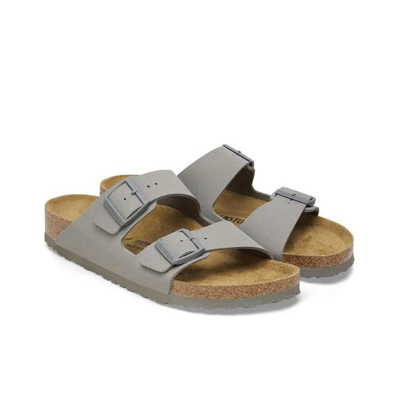 Birkenstock Unisex Comfort Round Toe Thick Sole Buckle Sandals Stone Grey Narrow Fit 1027696 36
