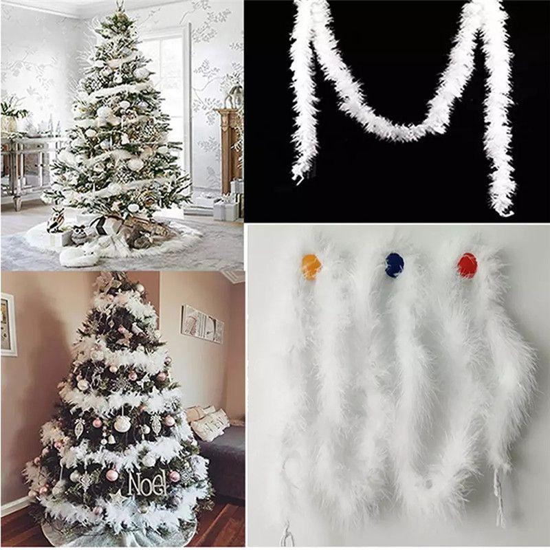 Christmas White Tree Feather Boa Strip Xmas Ribbon Party Garland Decor Diy 2m