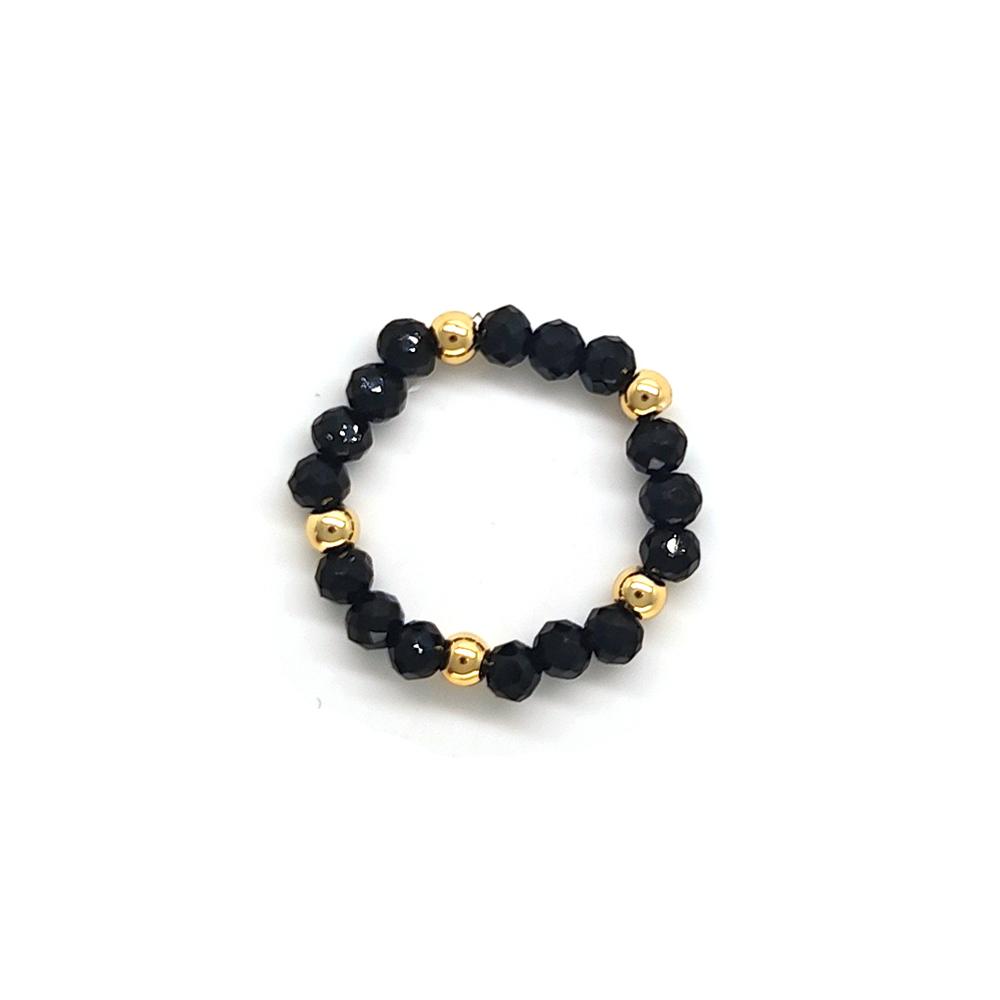 Vlen Boho Stackable Rings for Women Dainty Natural Stone & Gold Beaded Stacking Rings Minimalist Bohemian Jewelry Daily Gifts