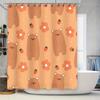 Waterproof Cartoon Shower Curtain With Flower And Bear Print For Bathroom Decor Peach Color 72X84 Inches (One Piece)