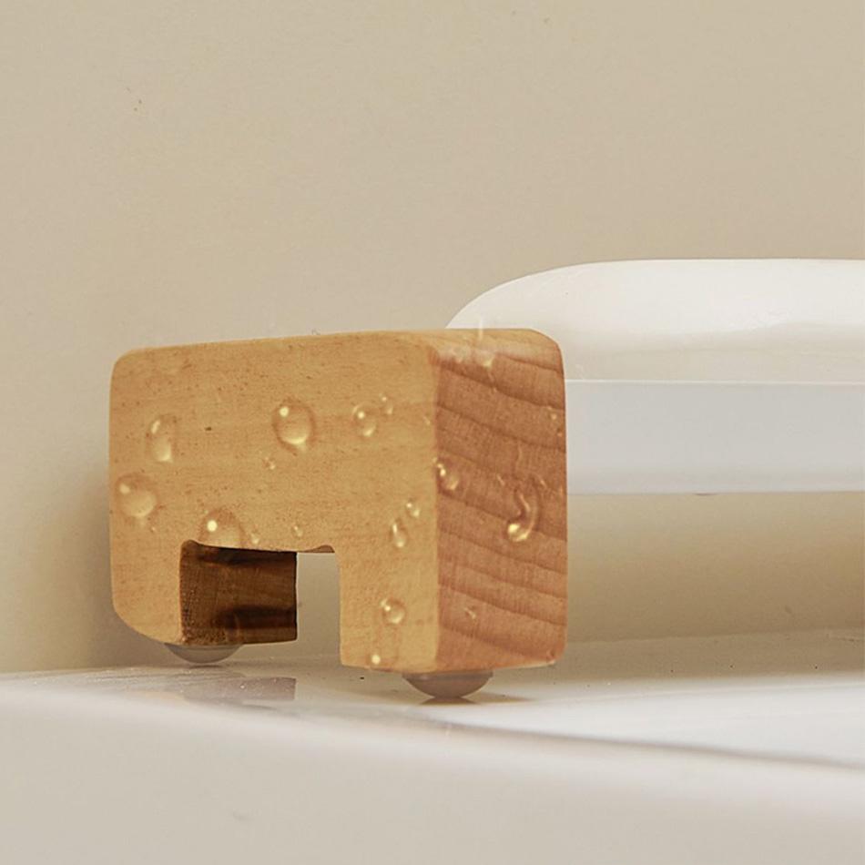 Wood Soap Dish Holder White Black Grey Aluminum Toilet Lavatory Hand Wash Bathroom Washbasin Shower Soap Holders Storage Shelf