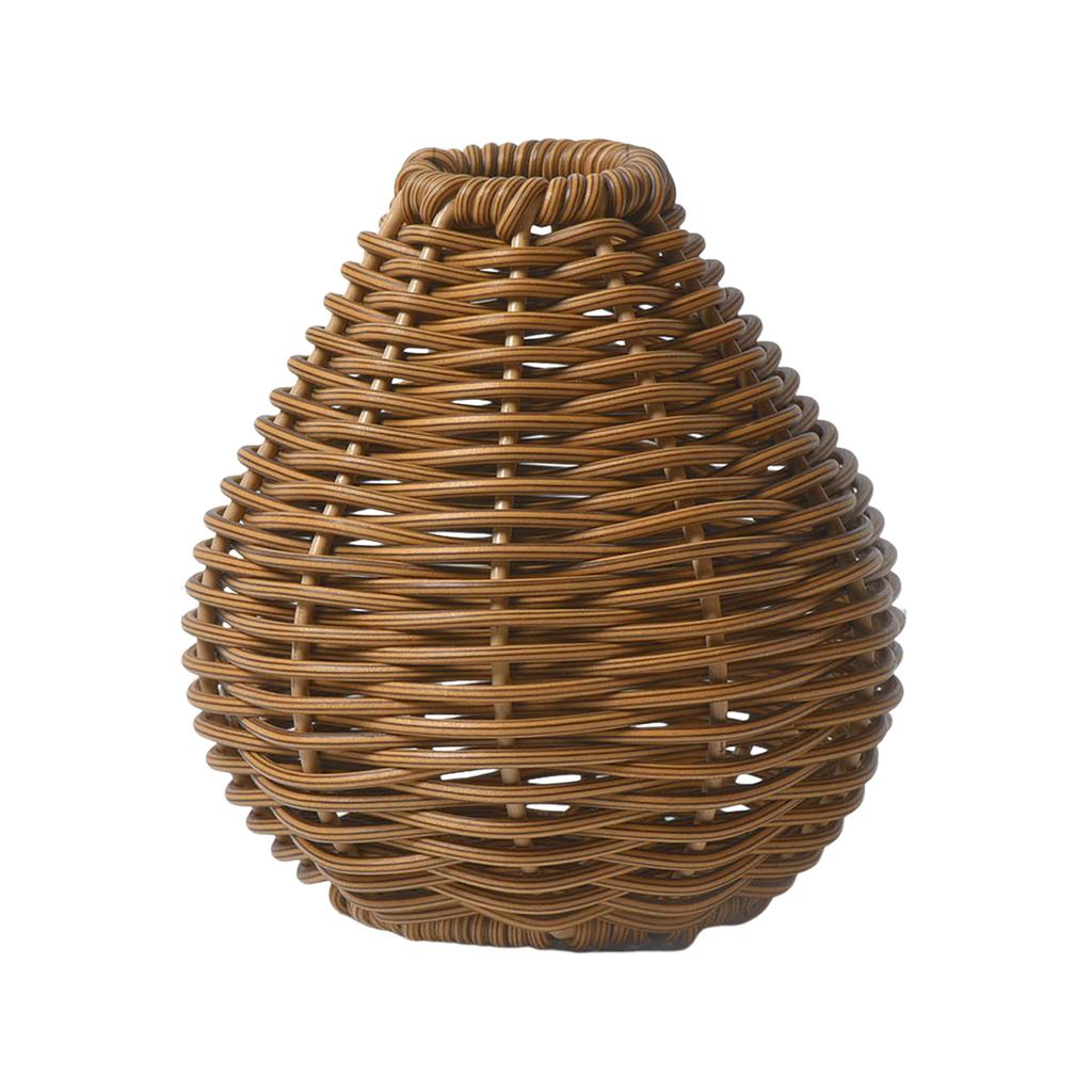 Handwoven Plastic Rattan Vase Hinese Retro Indoor Desktop Creative Home Floral Arrangement Flower Basket Home Decorations