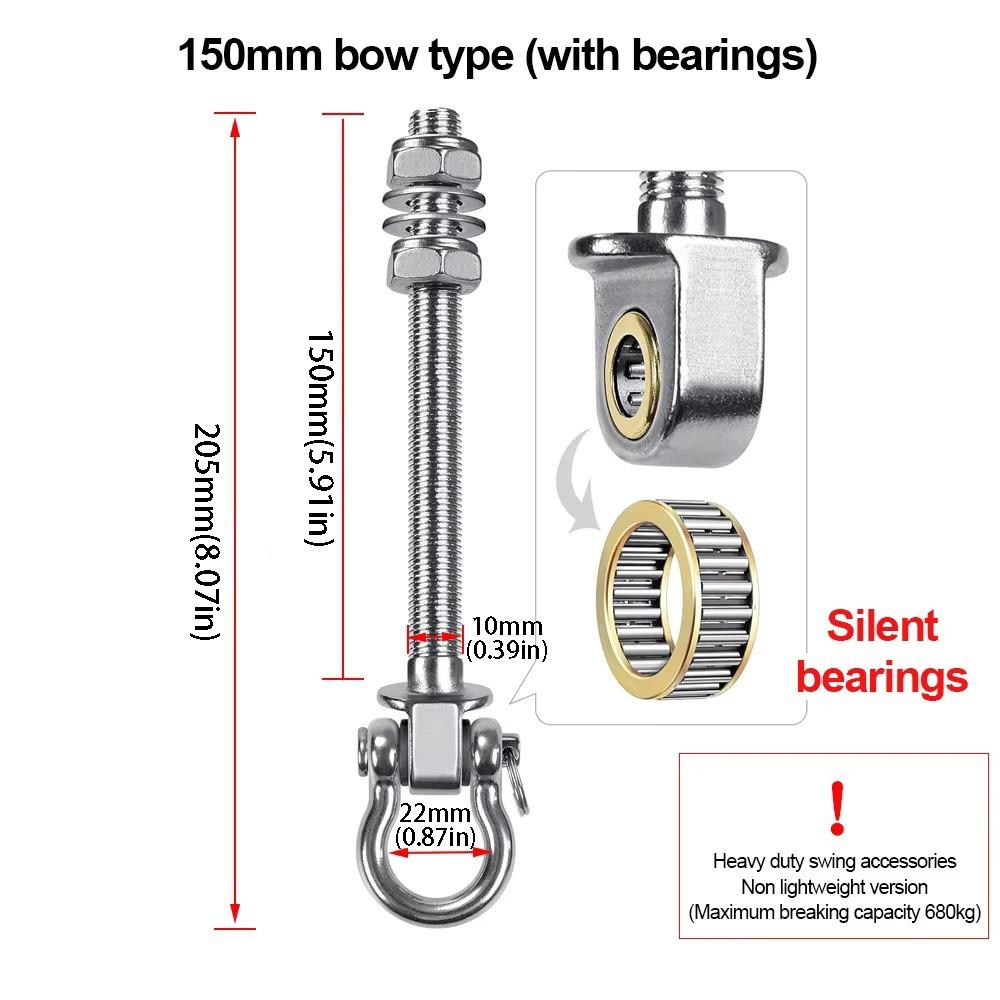 Heavy Duty Swing Hook Threaded Shaft Stainless Steel Sandbag Hook Easy Installation Durable Yoga Hammock Hook Porch