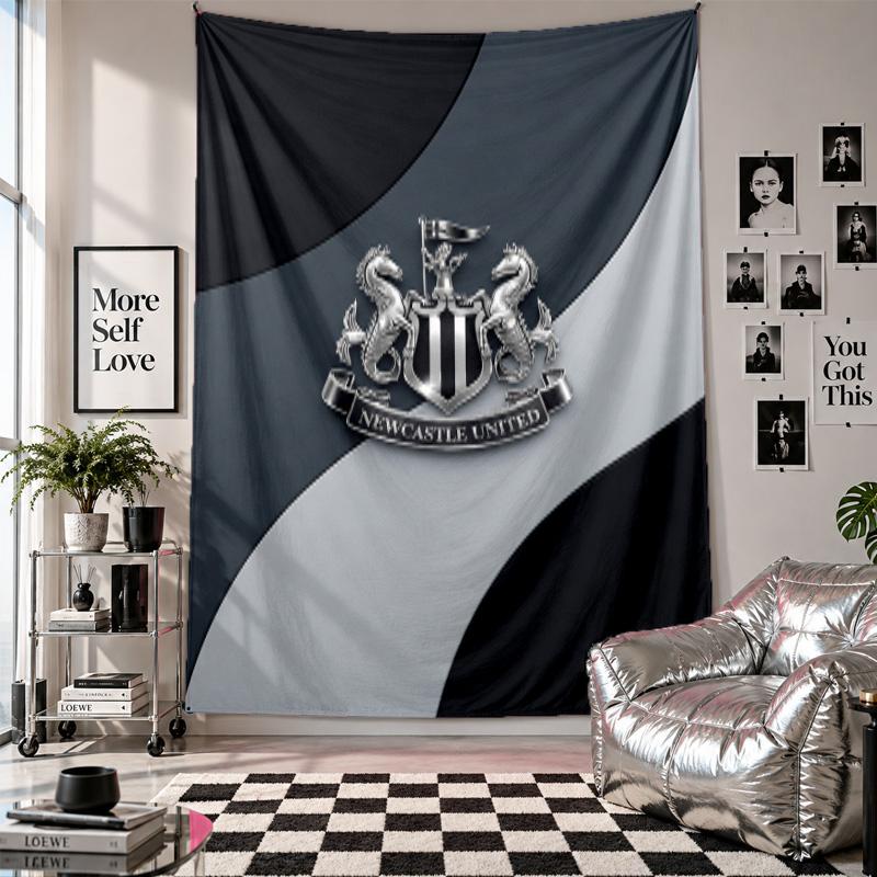 Newcastle United Fußball Wandteppich Heimdekoration Wandbehang Tuch für Schlafzimmer Wohnzimmer Hintergrund