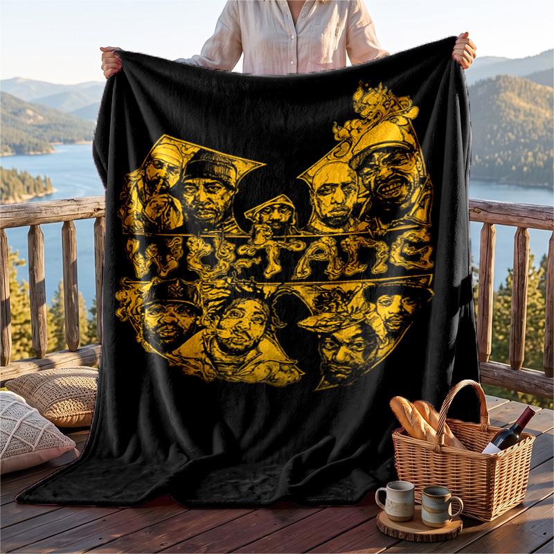 Warme Flanelldecke mit Wu-Tang-Clan-Muster, Leichte, bequeme Überwurfdecke für Bett und Sofa