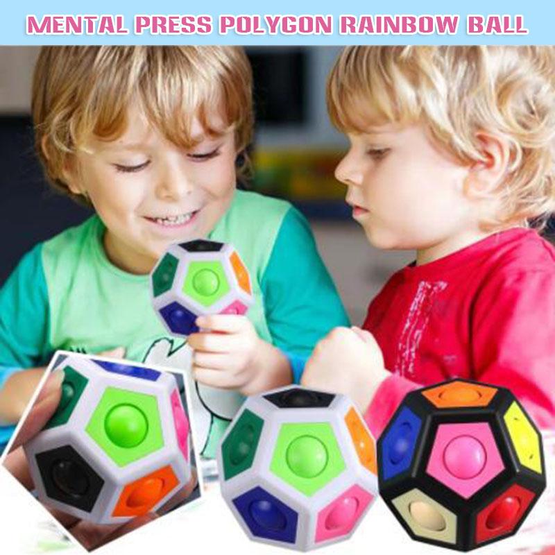 Rainbow Puzzle Pressing Block Polyhedron Decompression Toy To Restore The Color Brain Game Gift For Kids Killing Time