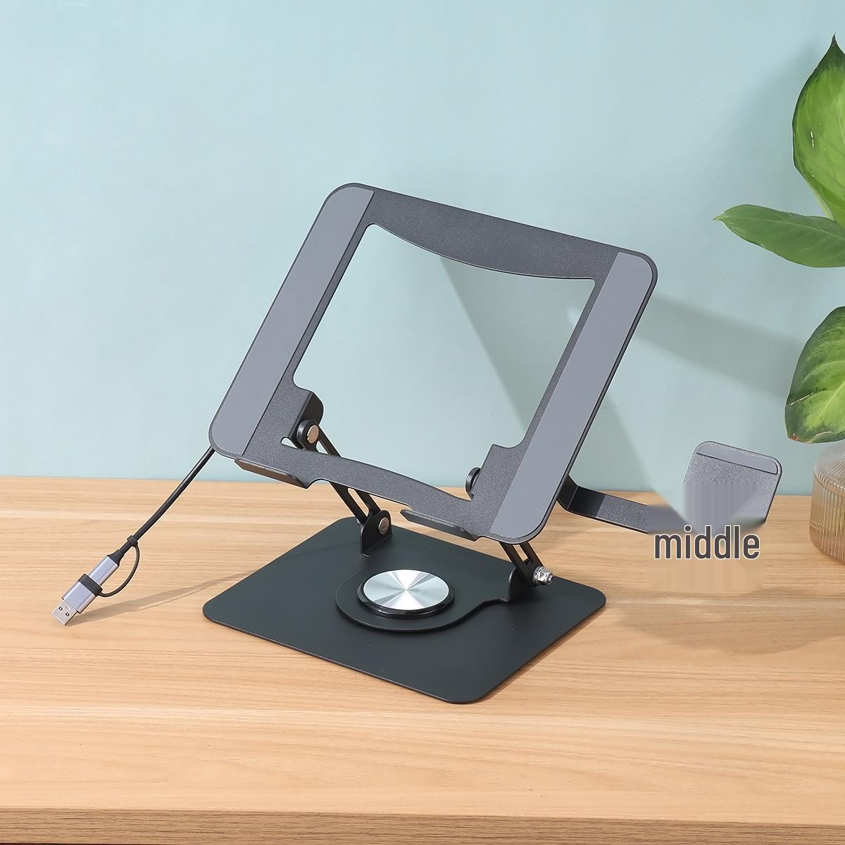 Portable Rotatable Desktop Laptop Stand, Foldable Carbon Steel with Docking and Phone Holder