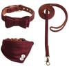 3Pcs/Set Pet Collar Set Plaid Print Vintage Style Bowknot Tie Dog Collar