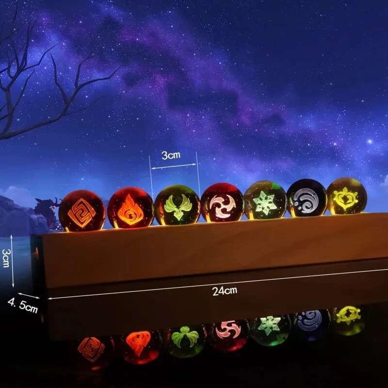 Genshin Elements Crystal Ball Night Light USB Lamp Birthday Gift Game Room Decor