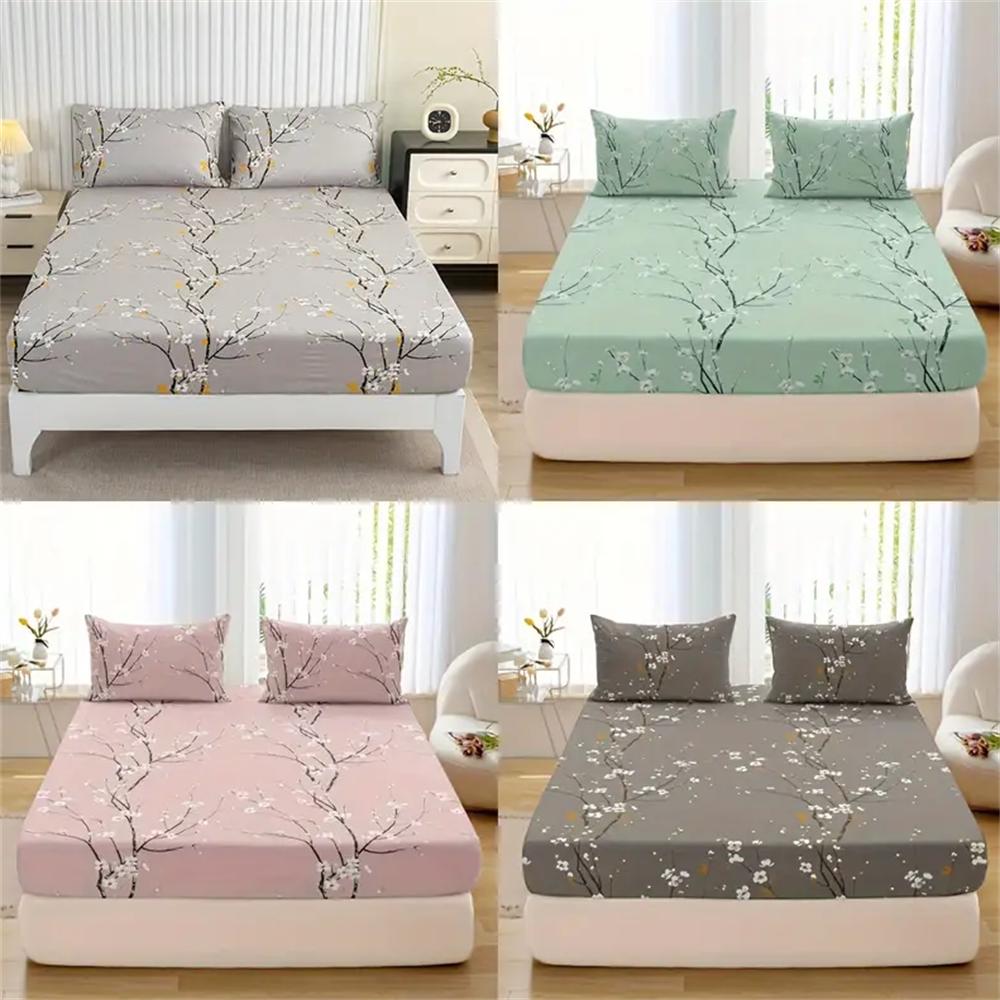 Cartoon Dinosaur Sheet Bed Mattress Protector Plants Bedding Elastic Fitted Sheet Kids Girls Bed Cover Twin Full Queen King Size