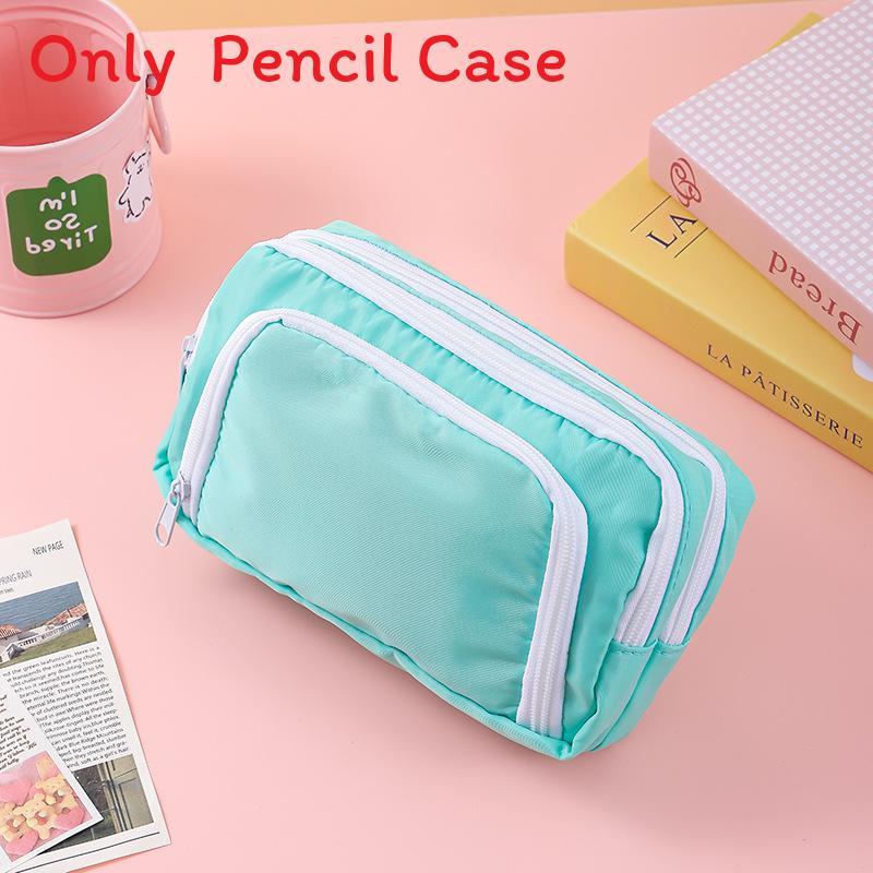 Basic Polyester Three Layer Pencil Case With Clear Window For Students And Office Use