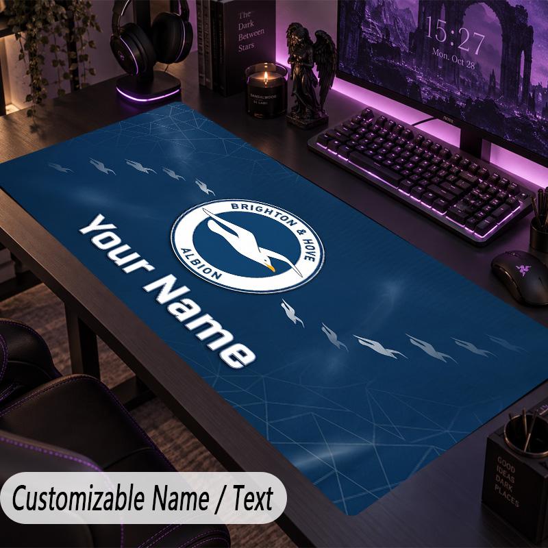 Custom Text Big Mousepad, Extended Desk Pad For Laptop Work GameBrighton & Hove Albion Football