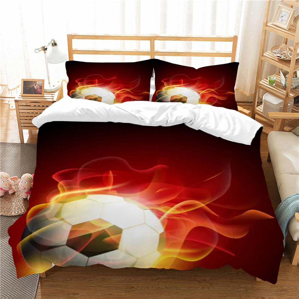 Bedding Set Cover Modern Bedspread Bed Quilt Cover Set 3D Football Print Home Bedroom Warm Children Pillowcase Microfiber