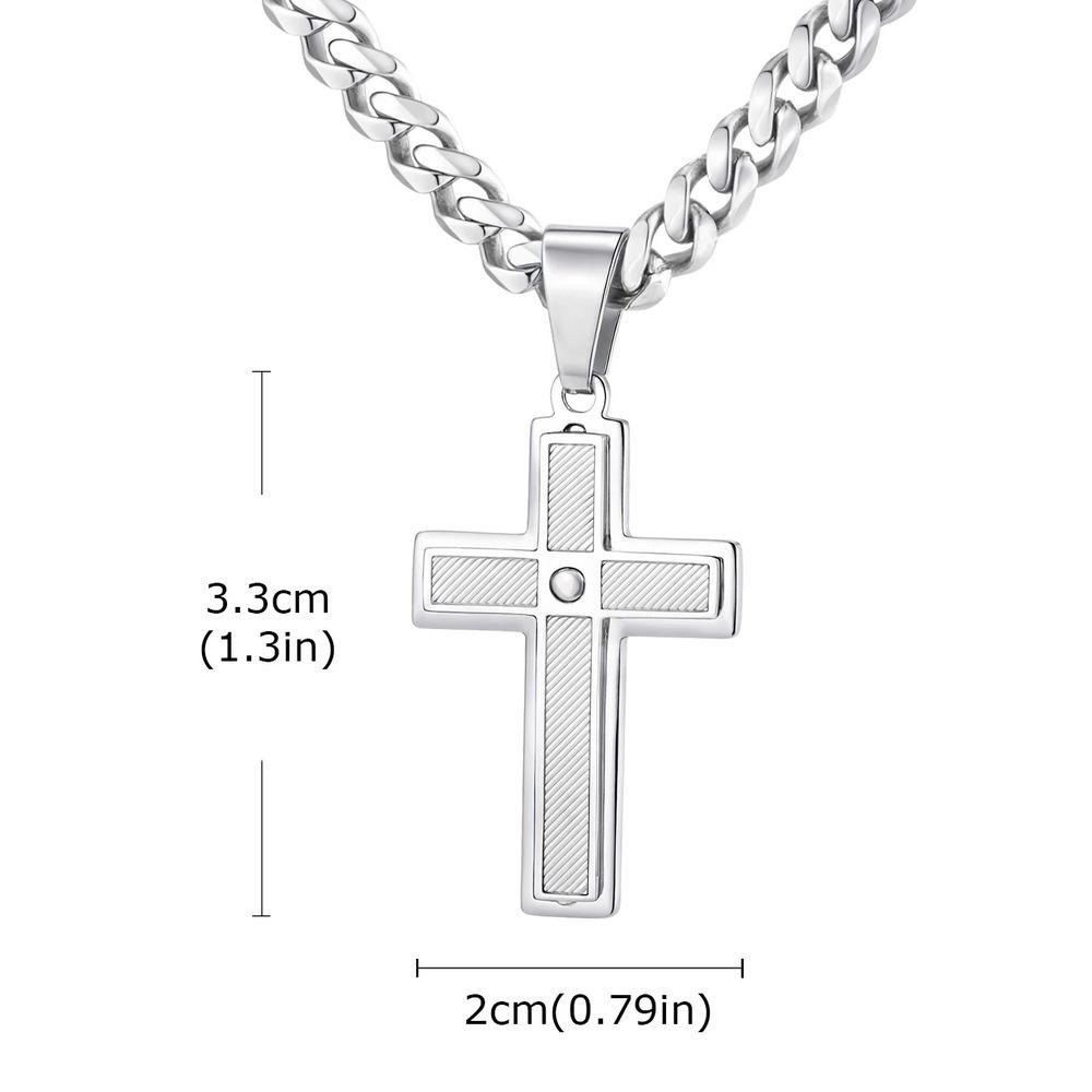 Vnox Stainless Steel Cross Pendant Necklace for Men Boys, Fashion Waterproof Link Chain Christian Prayer Jewelry Gifts Accessory 50cm