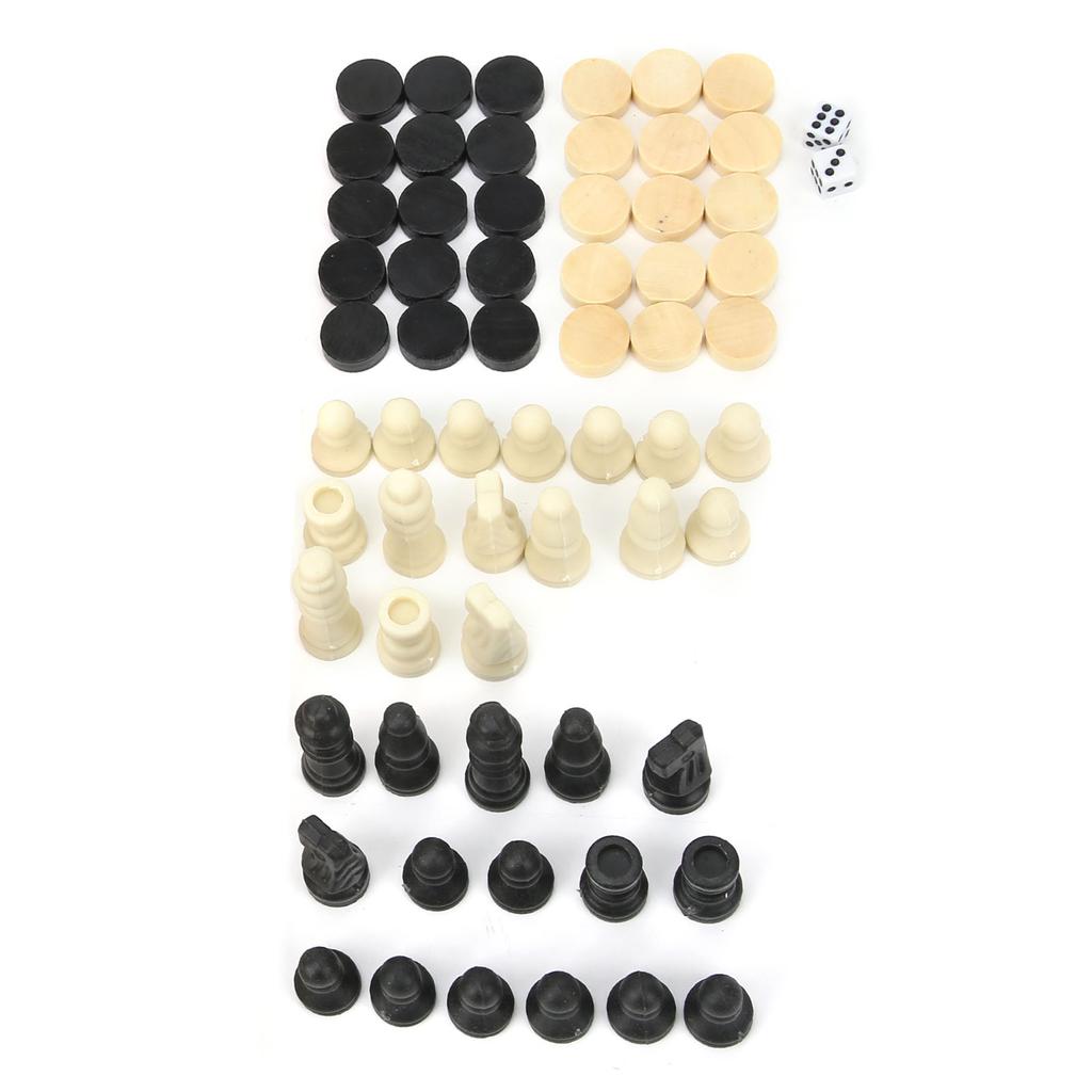 3‑In‑1 Wooden Chess Checkers Folding Portable Interactive Chess Board Toy