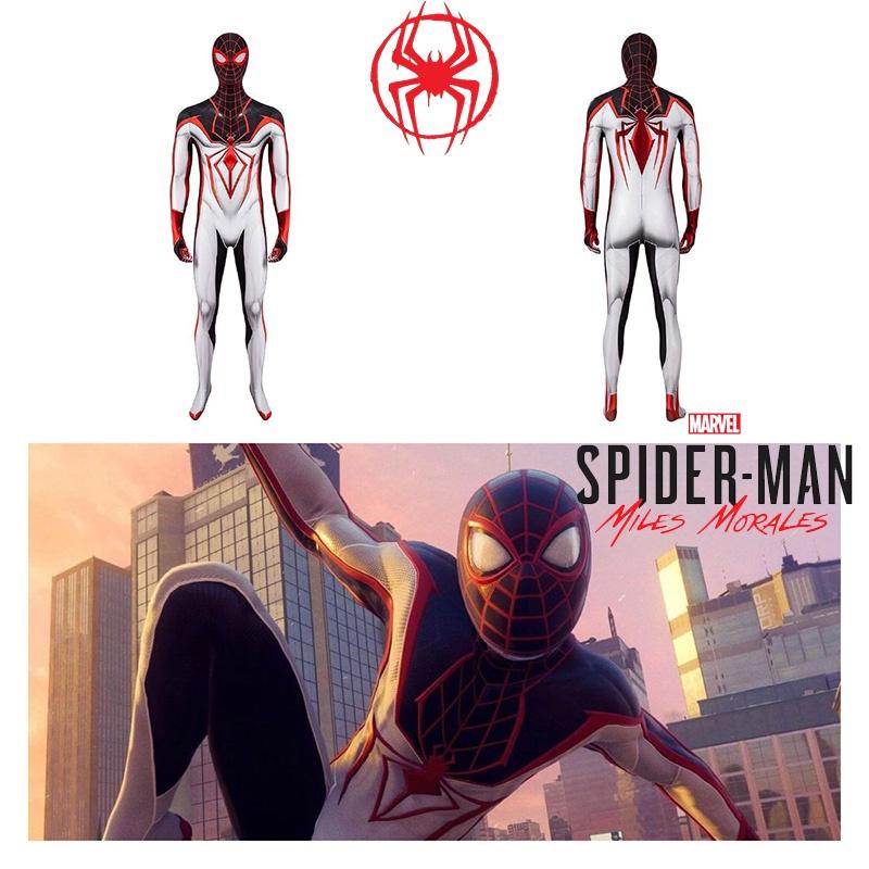 Spider-man Ps5 Miles Morales T.r.a.c.k. Costume da Cosplay Bianco per Adulti